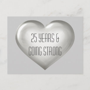 25 Years & Going Strong Silver Heart Anniversary  Postcard