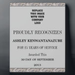25 Years of Service Plaque<br><div class="desc">Present this plaque to an outstanding employee or volunteer for their wonderful years of service. Use the EZ template to personalize the plaque. For further personalization,  select "customize" and change font size and color,  logo size,  background color,  and more.</div>