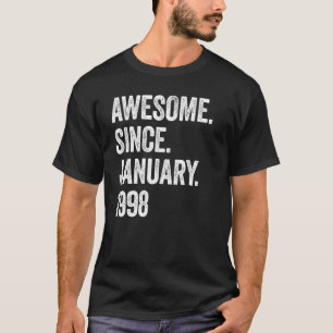 25 Years Old Awesome Since January 1998 25th Birth T-Shirt