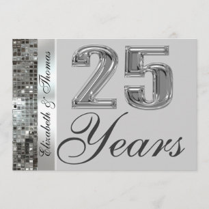 25 Years Silver Anniversary Elegant Invitation