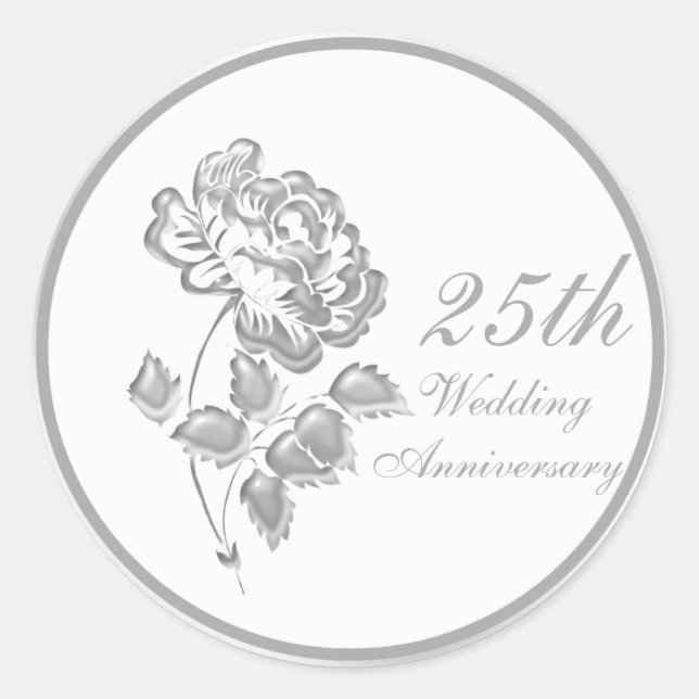 25 Years Silver Peony Anniversary Sticker (Front)