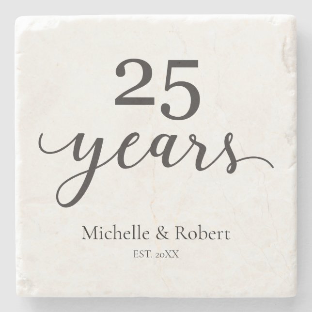 25 Years Silver wedding Anniversary Elegant Stone Coaster (Front)