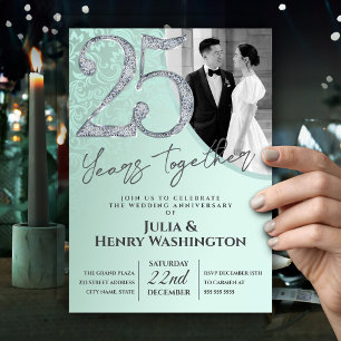 25 Years Together Silver Wedding Anniversary  Invitation