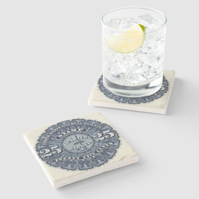 25c Beer Revenue Stamp USA Stone Coaster (Side)