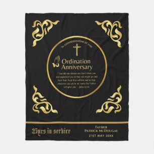 25th 50th ANY Priest Ordination Anniversary Gift Fleece Blanket