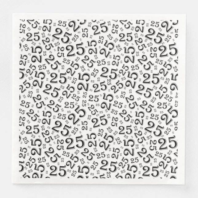 25th Age Random Number Pattern Black/White Napkin (Front)