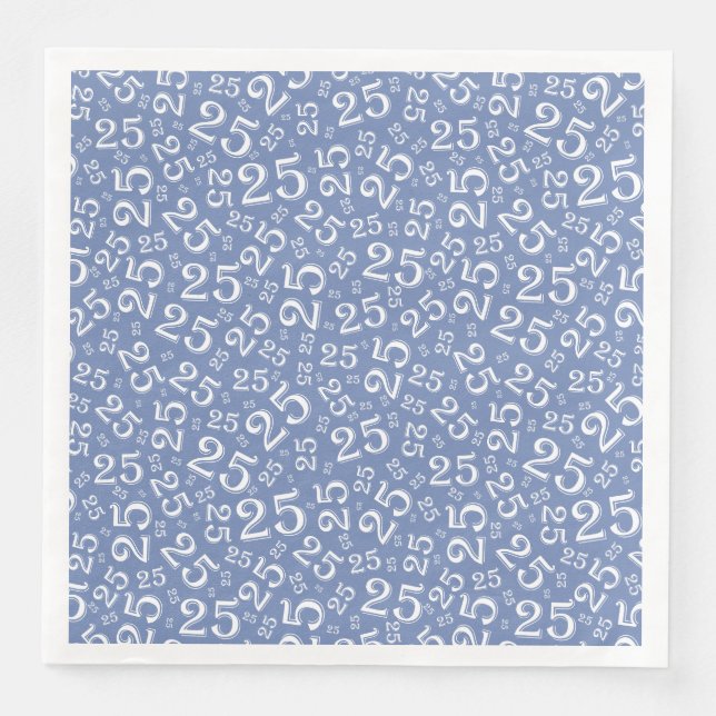 25th Age Random Number Pattern Blue/White Napkin (Front)