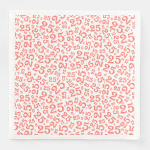 25th Age Random Number Pattern Coral/White Napkin