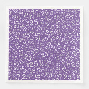 25th Age Random Number Pattern Purple/White Napkin
