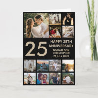 25th Anniversary 13 Photo Collage Black and Gold