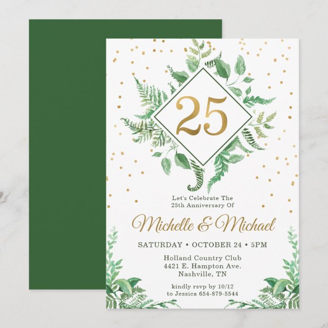 25th Anniversary Botanical Invitation (Front/Back)