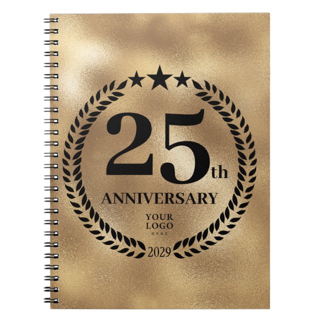 25th Anniversary Business Logo Gold Notebook (Front)