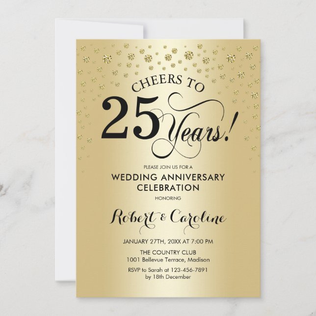 25th Anniversary Celebration - Gold Black Invitation (Front)