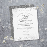 25th Anniversary Change the Date Silver Hearts  Announcement Postcard<br><div class="desc">Featuring delicate silver hearts confetti. Personalise with your special twenty-five years silver anniversary change the date information in chic lettering. Designed by Thisisnotme©</div>