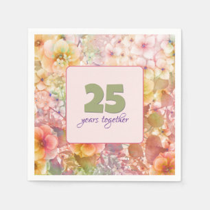 25th Anniversary Cosmos Floral Garden Napkin