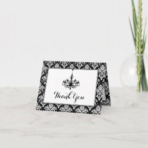 25th Anniversary Damask, Chandelier Thank You Card