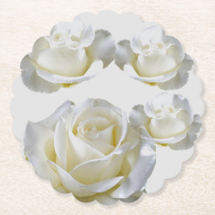 25th Anniversary editable Silver Rose    Paper Coaster