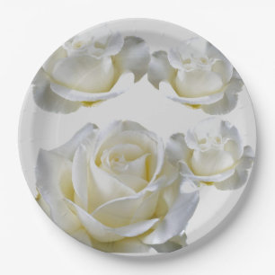 25th Anniversary editable Silver Rose    Paper Plate