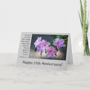 25th Anniversary, floral, bible verse about love Card