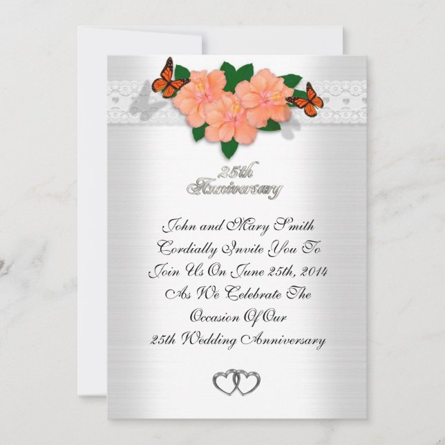 25th Anniversary formal invitation Hibiscus (Front)