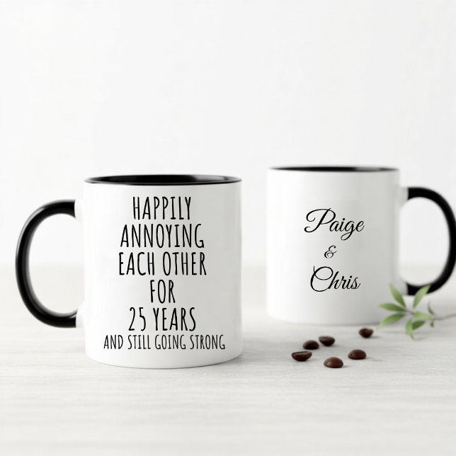 25th Anniversary Funny Silver Mug for Couples (Creator Uploaded)
