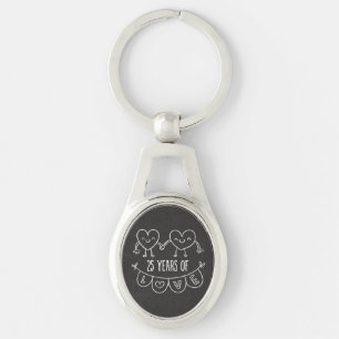 25th Anniversary Gift Chalk Hearts Key Ring