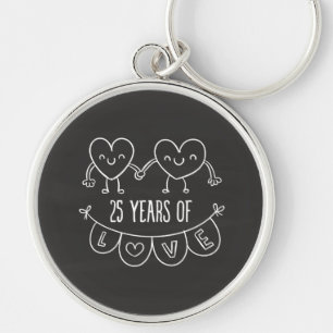 25th Anniversary Gift Chalk Hearts Key Ring