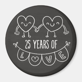 25th Anniversary Gift Chalk Hearts Magnet