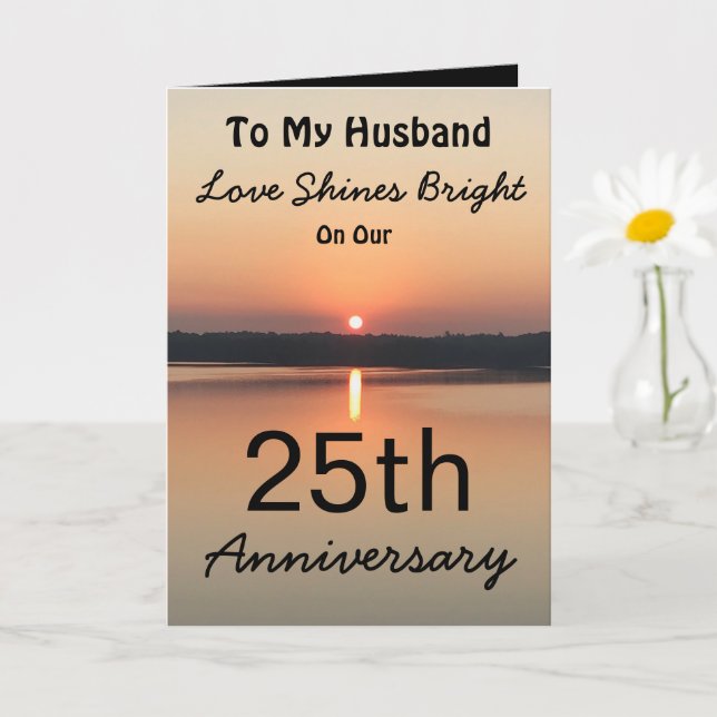 25th Anniversary Husband Love Shines Bright Sunset Card (Small Plant)