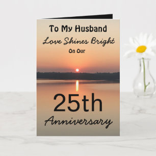 25th Anniversary Husband Love Shines Bright Sunset Card