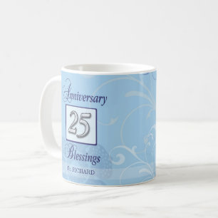 25th Anniversary in Blue and Silver Coffee Mug