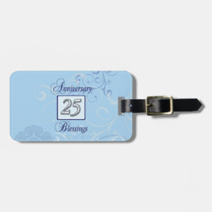 25th Anniversary in Blue and Silver Luggage Tag