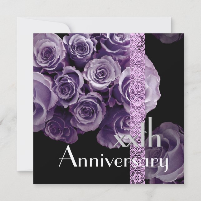 25th Anniversary Invitation - LILAC PURPLE Roses (Front)