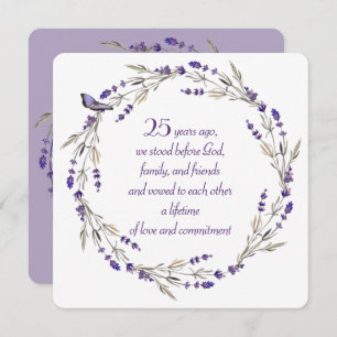 25th Anniversary Lavender Wreath Invitation