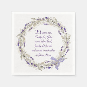 25th Anniversary Lavender Wreath Napkin