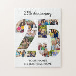 25th Anniversary Number 25 Photo Collage Jigsaw Puzzle<br><div class="desc">Custom photo puzzle for 25th Anniversary. The photo template is set up for you to upload your pictures to form the number 25. The template uses a mix of portrait square and landscape formats to help you find the best spot for your favourite pics. All of the text is editable,...</div>
