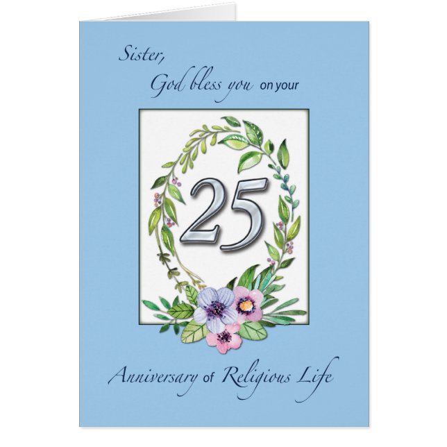 25th Anniversary of Catholic Nun Wreath and Silver (Front)