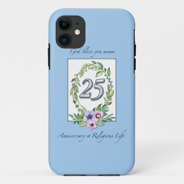 25th Anniversary of Catholic Nun Wreath and Silver Case-Mate iPhone Case (Back)