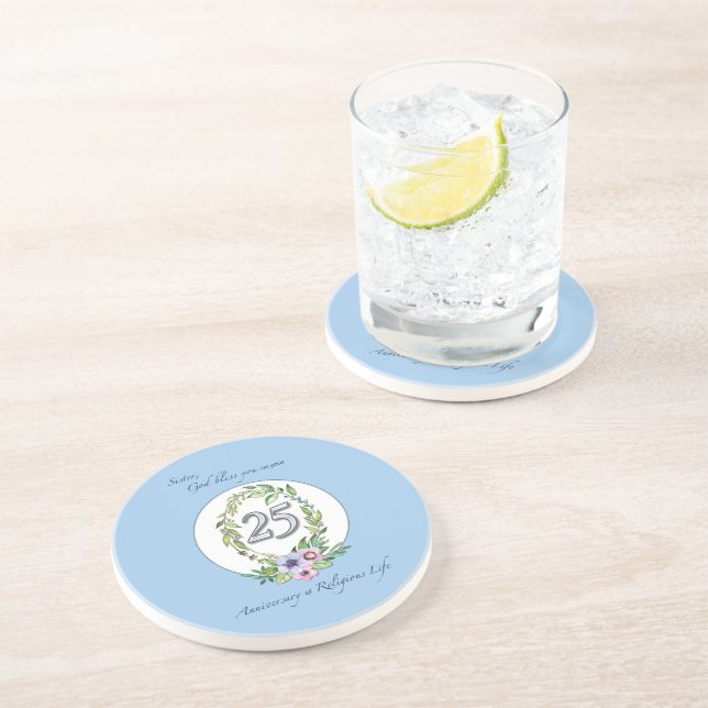 25th Anniversary of Catholic Nun Wreath and Silver Coaster (Side)