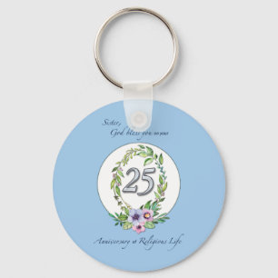 25th Anniversary of Catholic Nun Wreath and Silver Key Ring