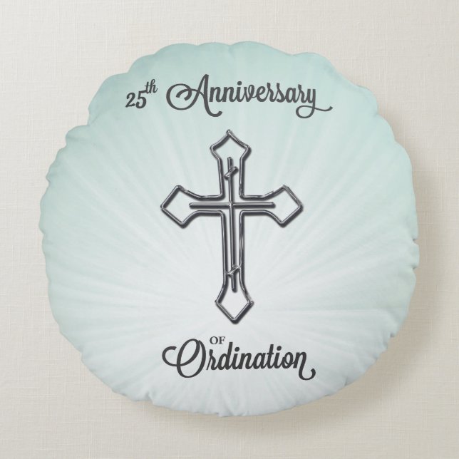 25th Anniversary of Ordination, Round, Gift Round Cushion (Front)