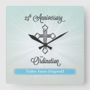 25th Anniversary of Ordination, Square Gift Wall Clock