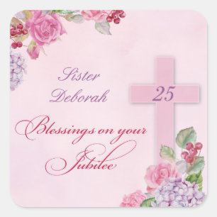 25th Anniversary of Religious Life Catholic Nun Square Sticker