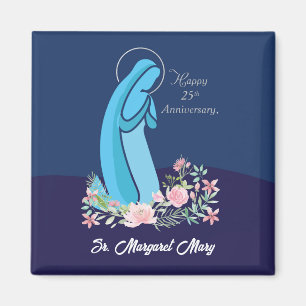25th Anniversary of Religious Life Nun Pink Flower Magnet