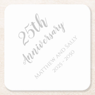 25th Anniversary Paper Party Drink Coasters