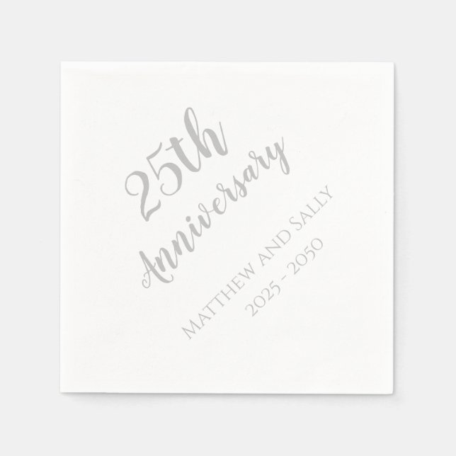 25th Anniversary Paper Party Napkins (Front)