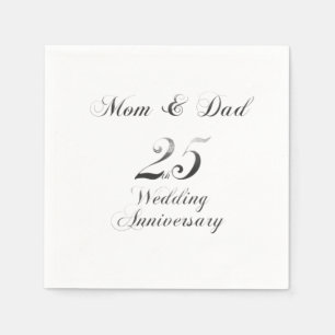 25th Anniversary Parents Silver Wedding Napkin