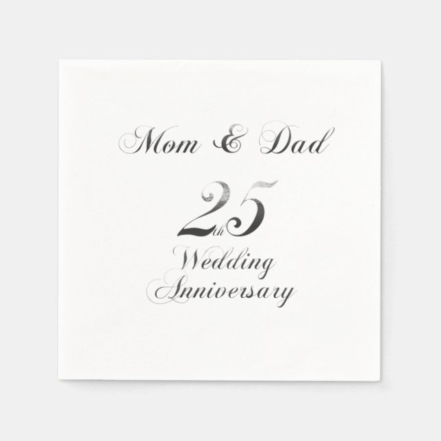 25th Anniversary Parents Silver Wedding Napkin (Front)