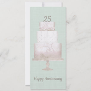 25th Anniversary Party Custom Cake Green Linen Invitation
