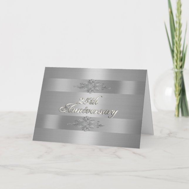 25th anniversary party formal invitation silver (Front)